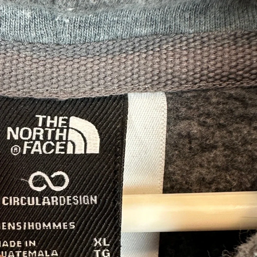 The North Face Hoodie Mens XL Full Zip Gray Sweatshirt Drawstring Pockets Logo